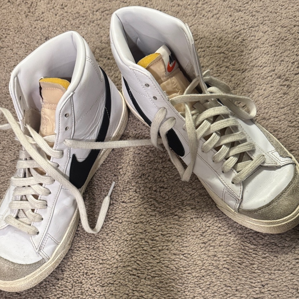Nike White and Black High-Top Sneakers